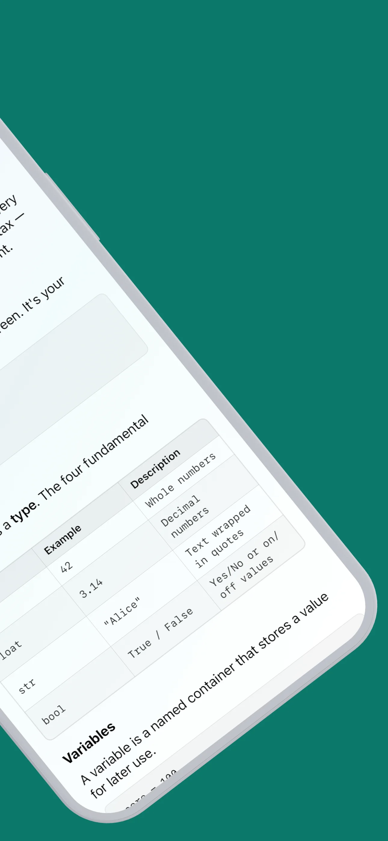 Codewise - Angled view continued of documentation on iPhone